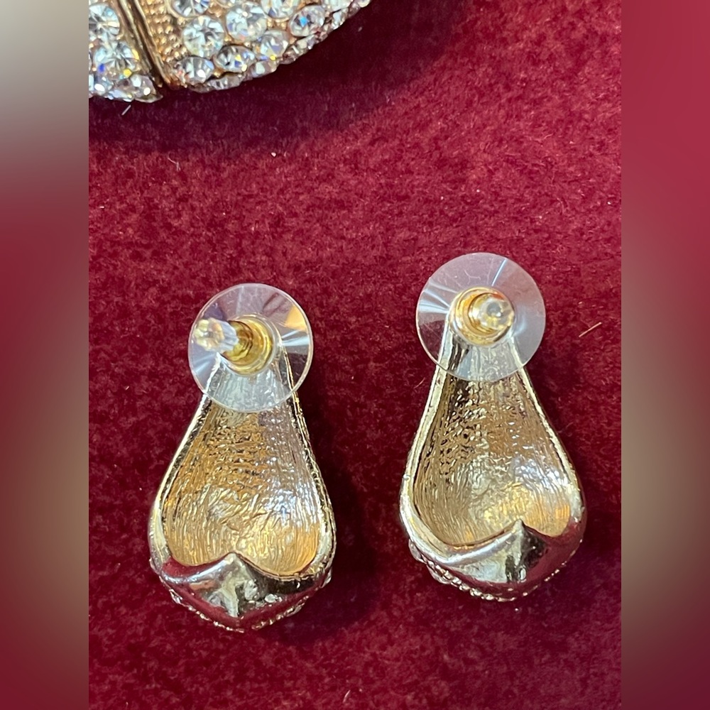 ☀️SALE☀️VGC Vintage Bracelet & Earrings Set Rhinestones Gold Tone. Glamorous ✨ - Picture 7 of 11